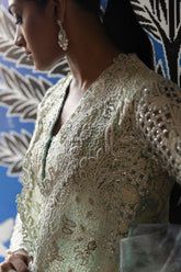 Stitched Sea Green Embroidered Shirt + Gharara + Dupatta